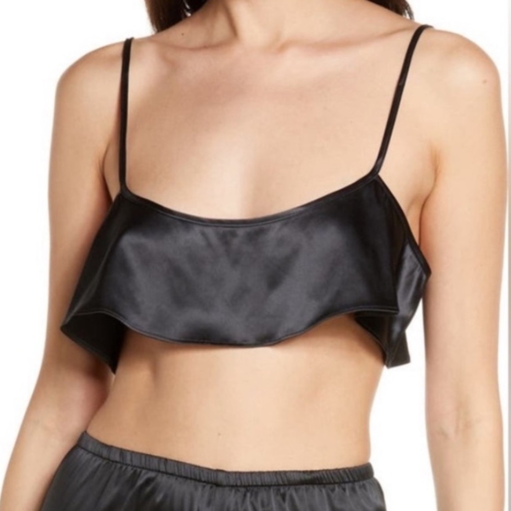 NWOT SKIMS Onyx Black Shine Satin Crop Camisole